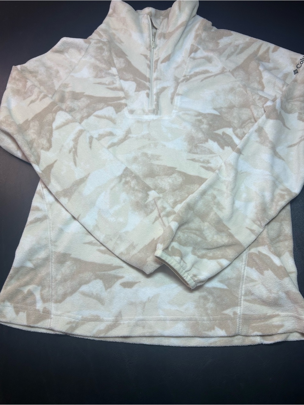 Columbia Beige & White Kids Quarter-Zip Fleece Pullover